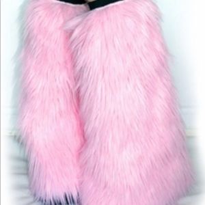 Baby Pink Furry Leg Warmers
